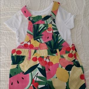 Toddler Girl Floral Shortalls